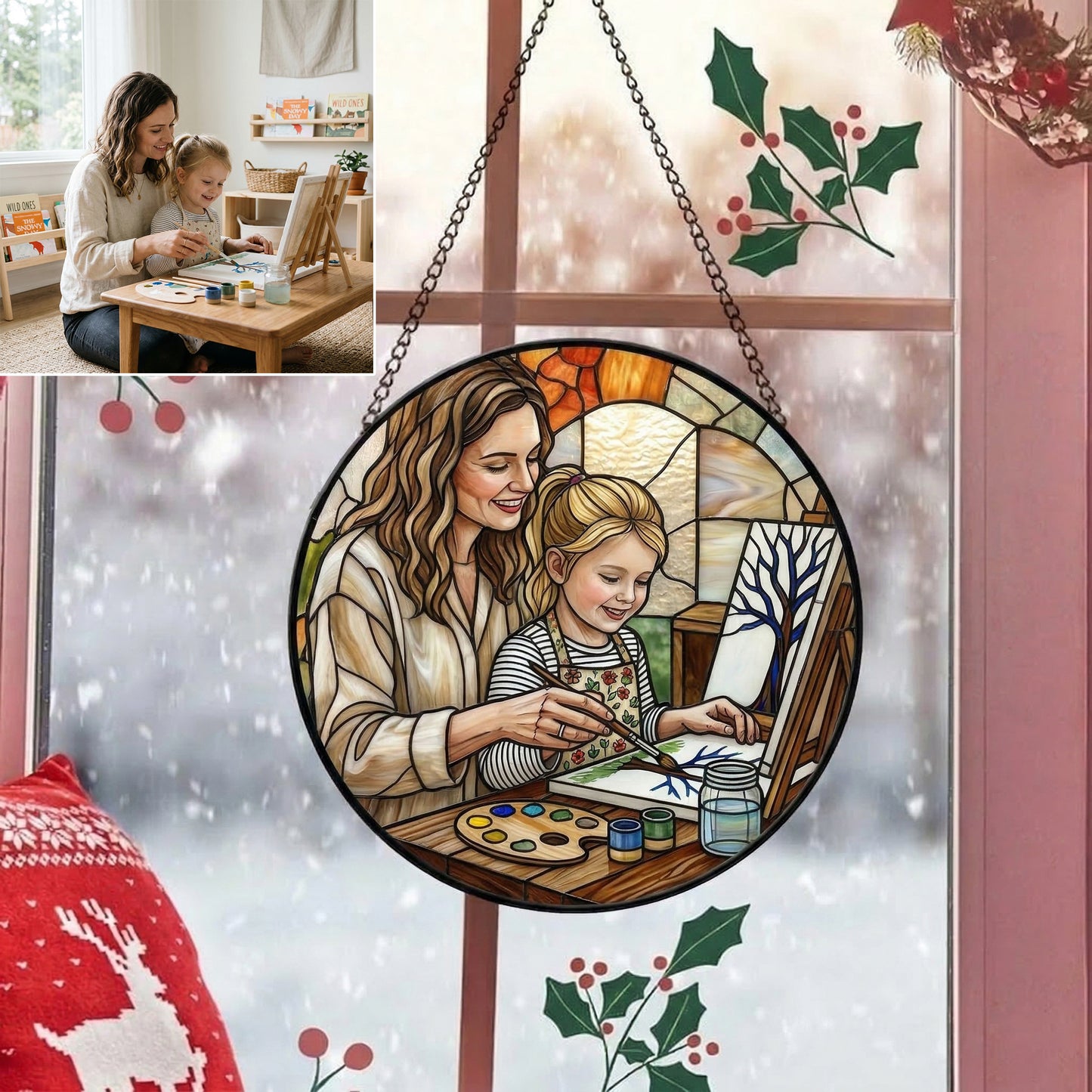 Custom Photo Family Window Hanging Ornament,Ornament Gift For Mom
