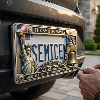 Personalized 250th Anniversary Commemorative License Plate Frame – Patriotic Metal Accessory