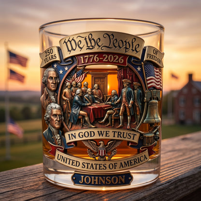🥃 Personalized 250th Anniversary Patriotic Whiskey Glass