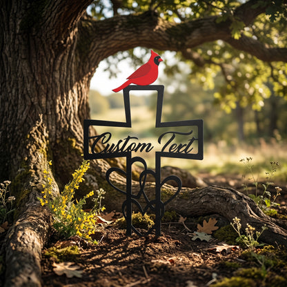 🐦 Custom Cardinal Memorial Stake – Laser Cut Metal Garden Sign