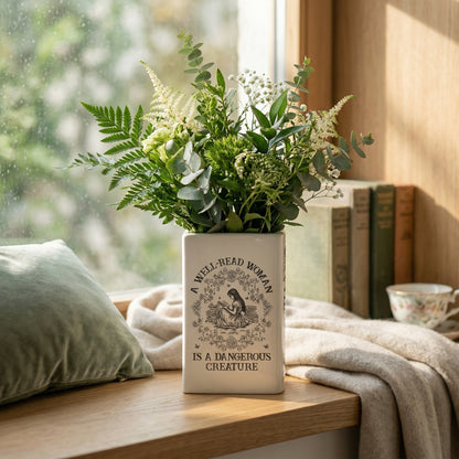 📚 Personalized Ceramic Book Vase – Home Decor Gift for Book Lovers
