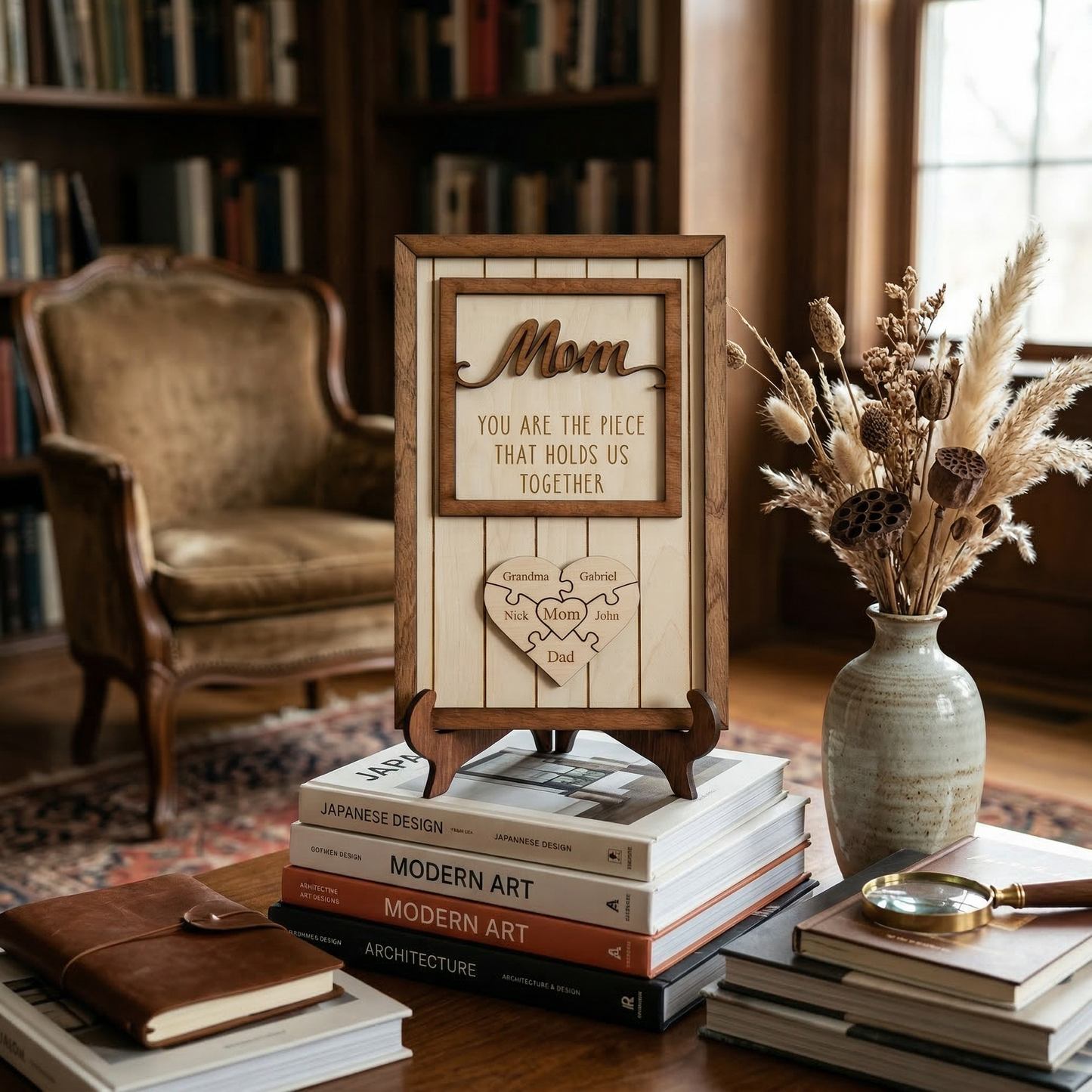 Personalized Mom Gift 'You are the piece that holds us together' Puzzle with Names for Mother