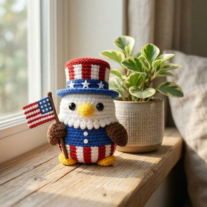 Patriotic Crochet Eagle with USA Flag