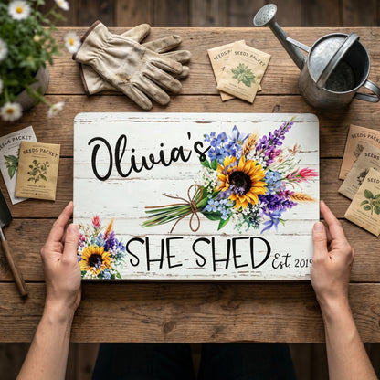 Floral Bouquet Personalized She Shed Sign