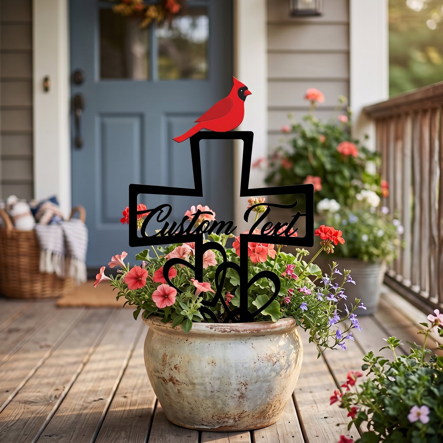 🐦 Custom Cardinal Memorial Stake – Laser Cut Metal Garden Sign