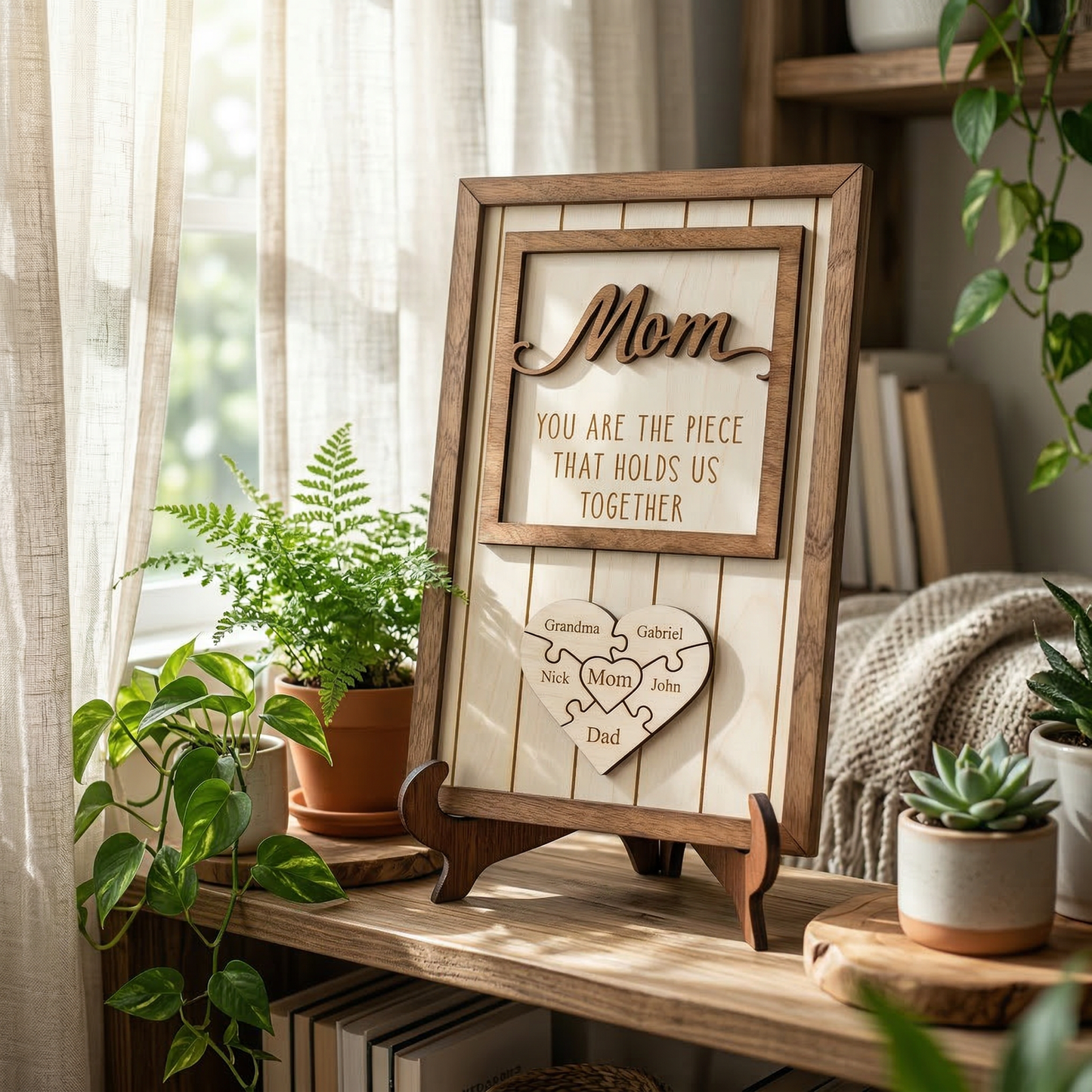 Personalized Mom Gift 'You are the piece that holds us together' Puzzle with Names for Mother