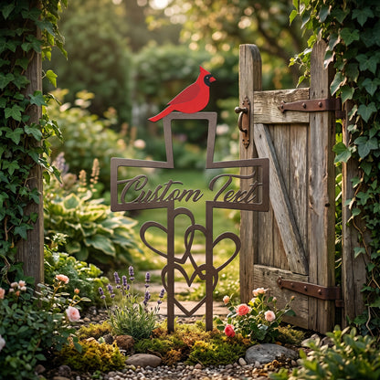 🐦 Custom Cardinal Memorial Stake – Laser Cut Metal Garden Sign