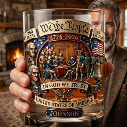 🥃 Personalized 250th Anniversary Patriotic Whiskey Glass