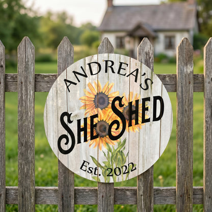 🌻 Personalized Sunflower She Shed Metal Sign