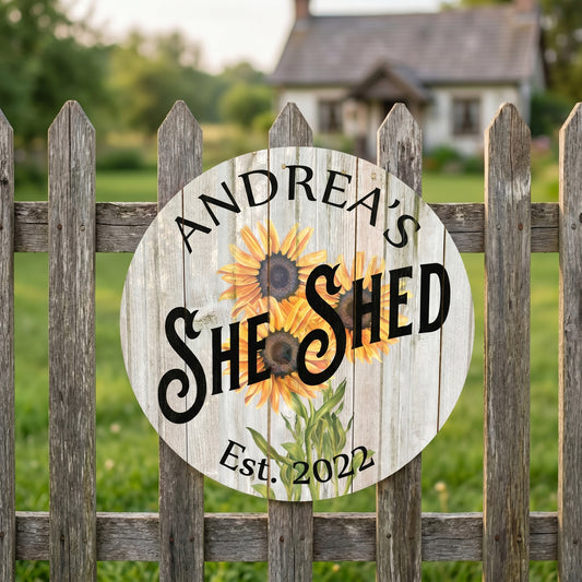 🌻 Personalized Sunflower She Shed Metal Sign