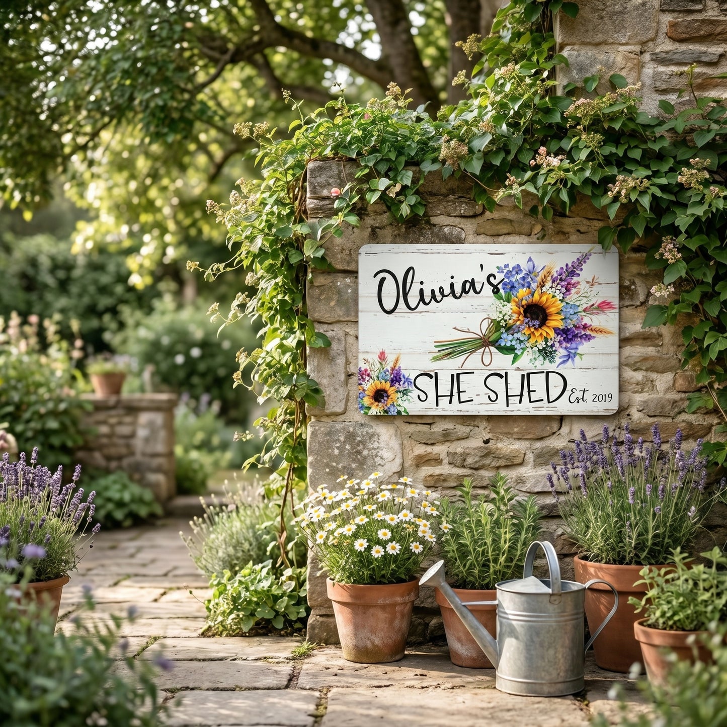 Floral Bouquet Personalized She Shed Sign