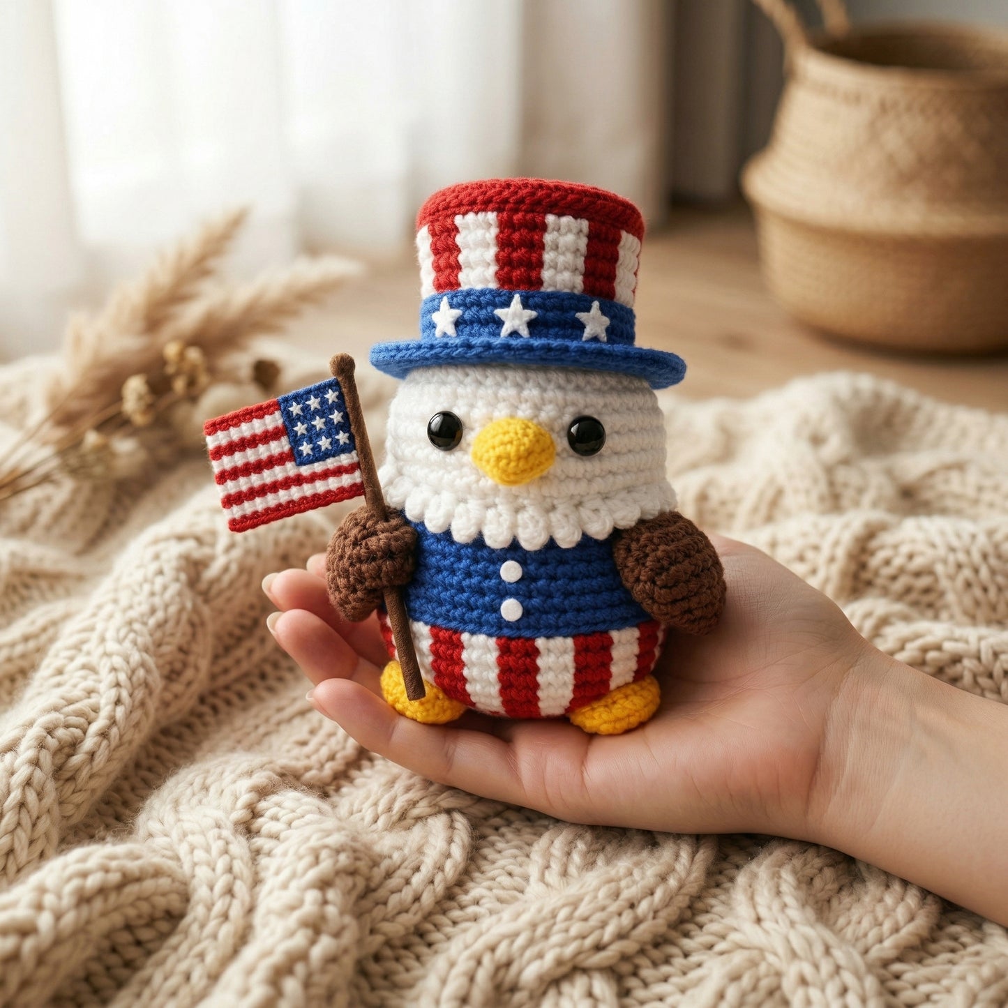 Patriotic Crochet Eagle with USA Flag