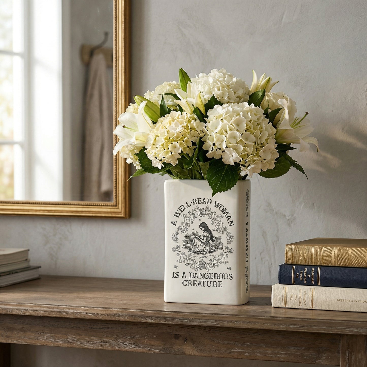 📚 Personalized Ceramic Book Vase – Home Decor Gift for Book Lovers