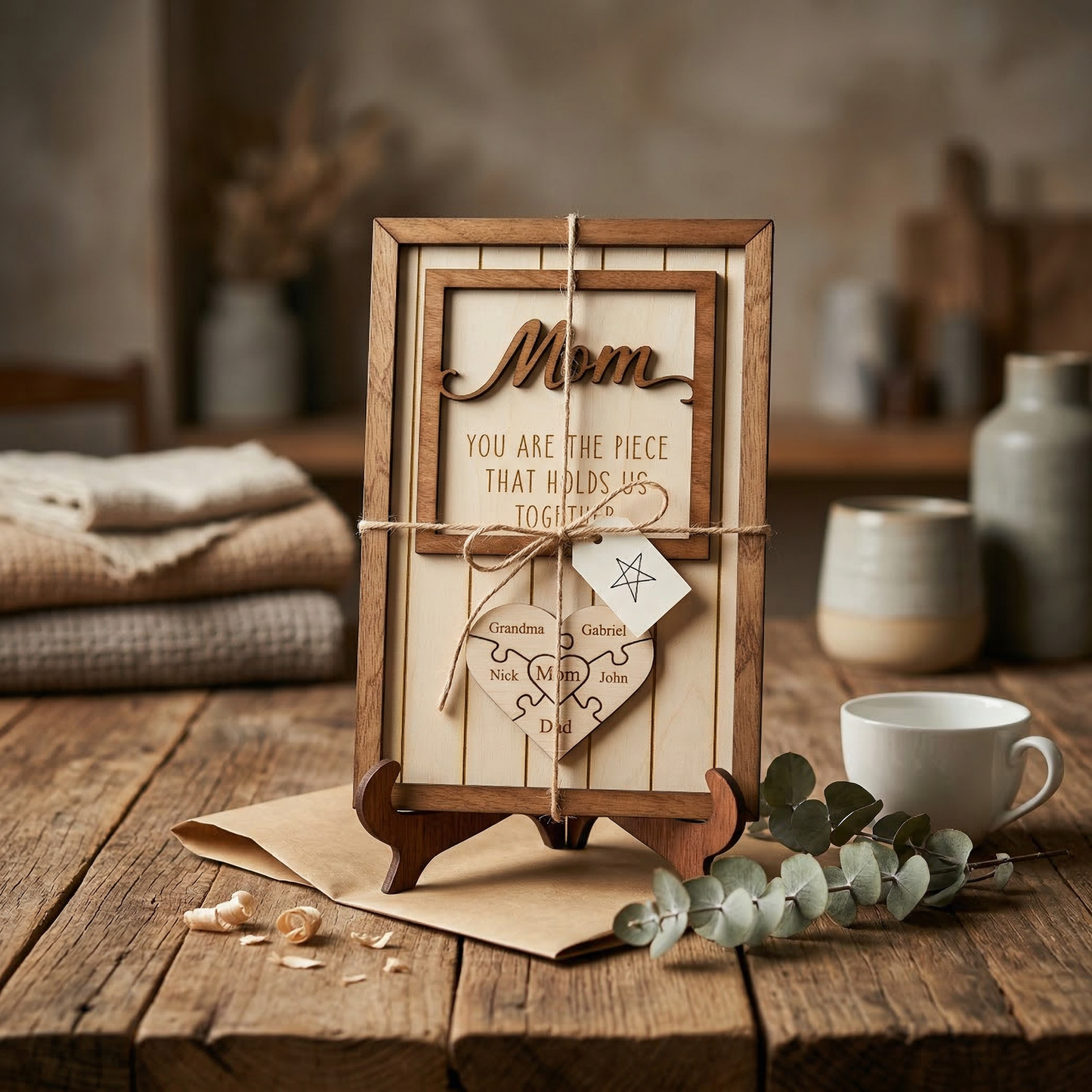 Personalized Mom Gift 'You are the piece that holds us together' Puzzle with Names for Mother