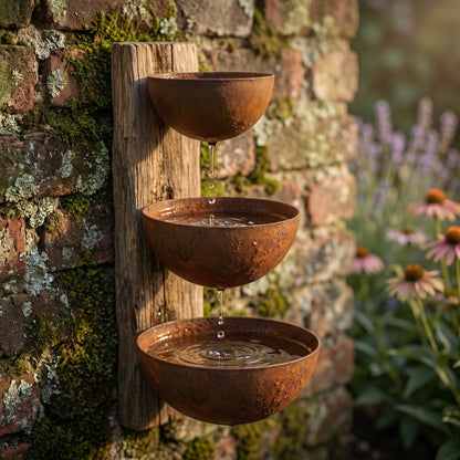 Set of 3 Metal Rain Catcher-Metal Bird Bath Pollinator