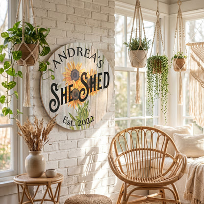 🌻 Personalized Sunflower She Shed Metal Sign
