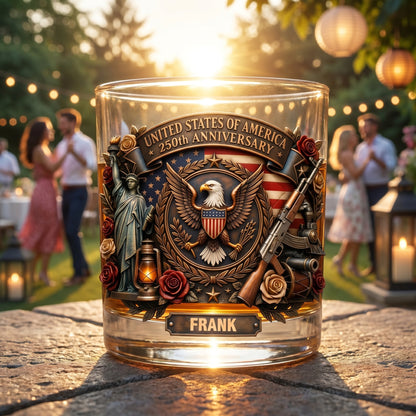 🥃 Personalized USA 250th Anniversary Whiskey Glass