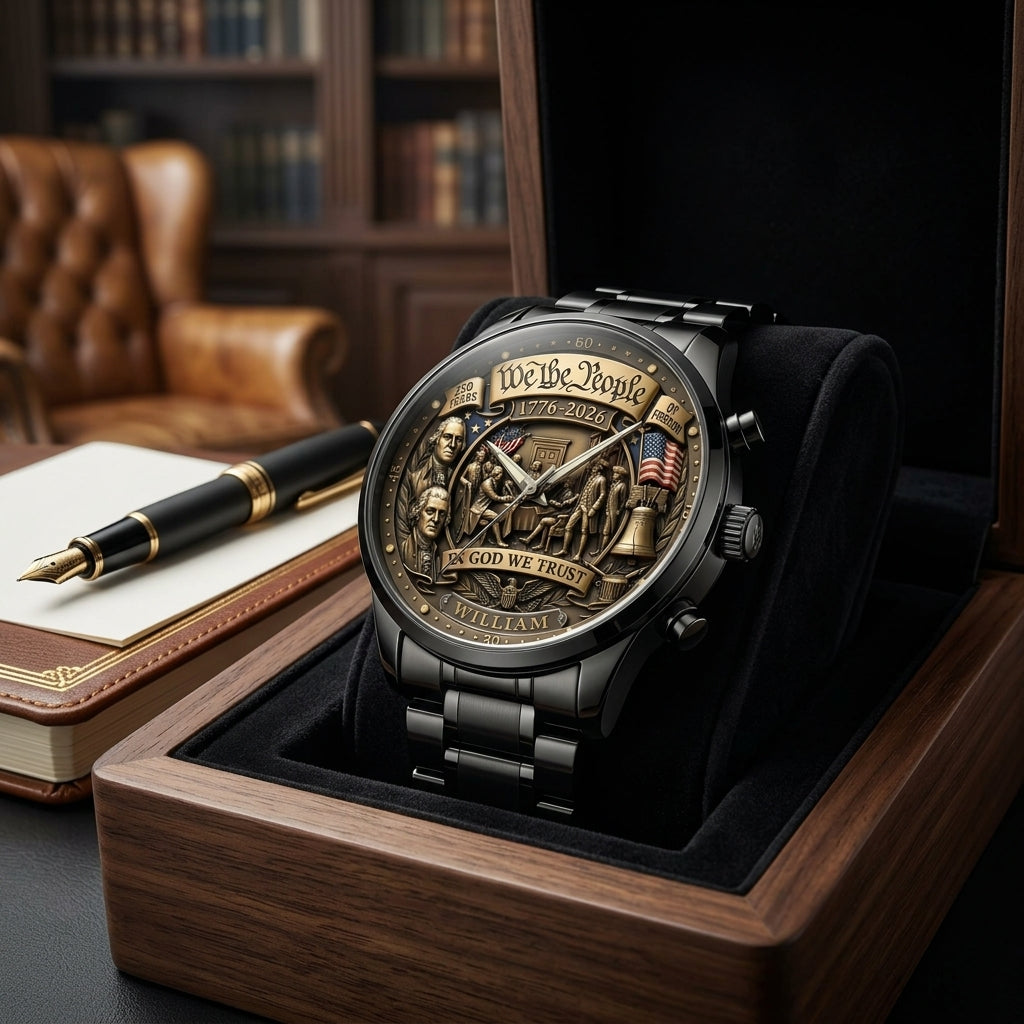 United States 250th Anniversary Personalized Name Watch - A Timeless Tribute to 250 Years of American Freedom