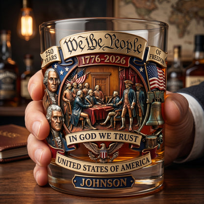🥃 Personalized 250th Anniversary Patriotic Whiskey Glass