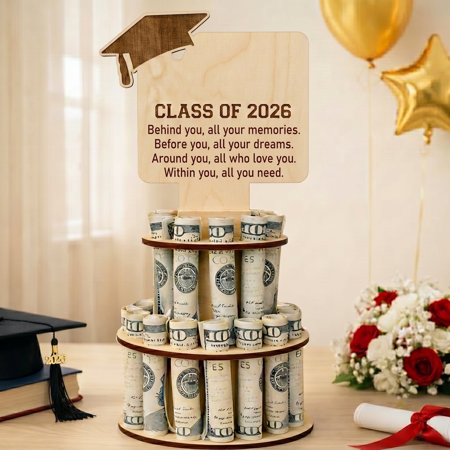 Personalized Graduation Money Cake Holder – Class of 2026