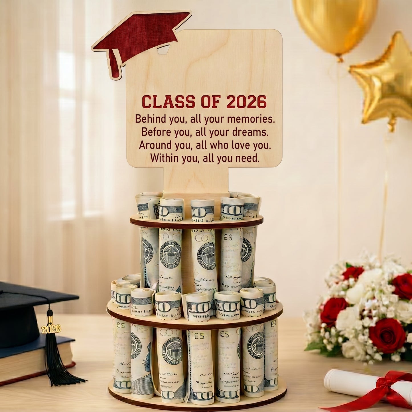 Personalized Graduation Money Cake Holder – Class of 2026