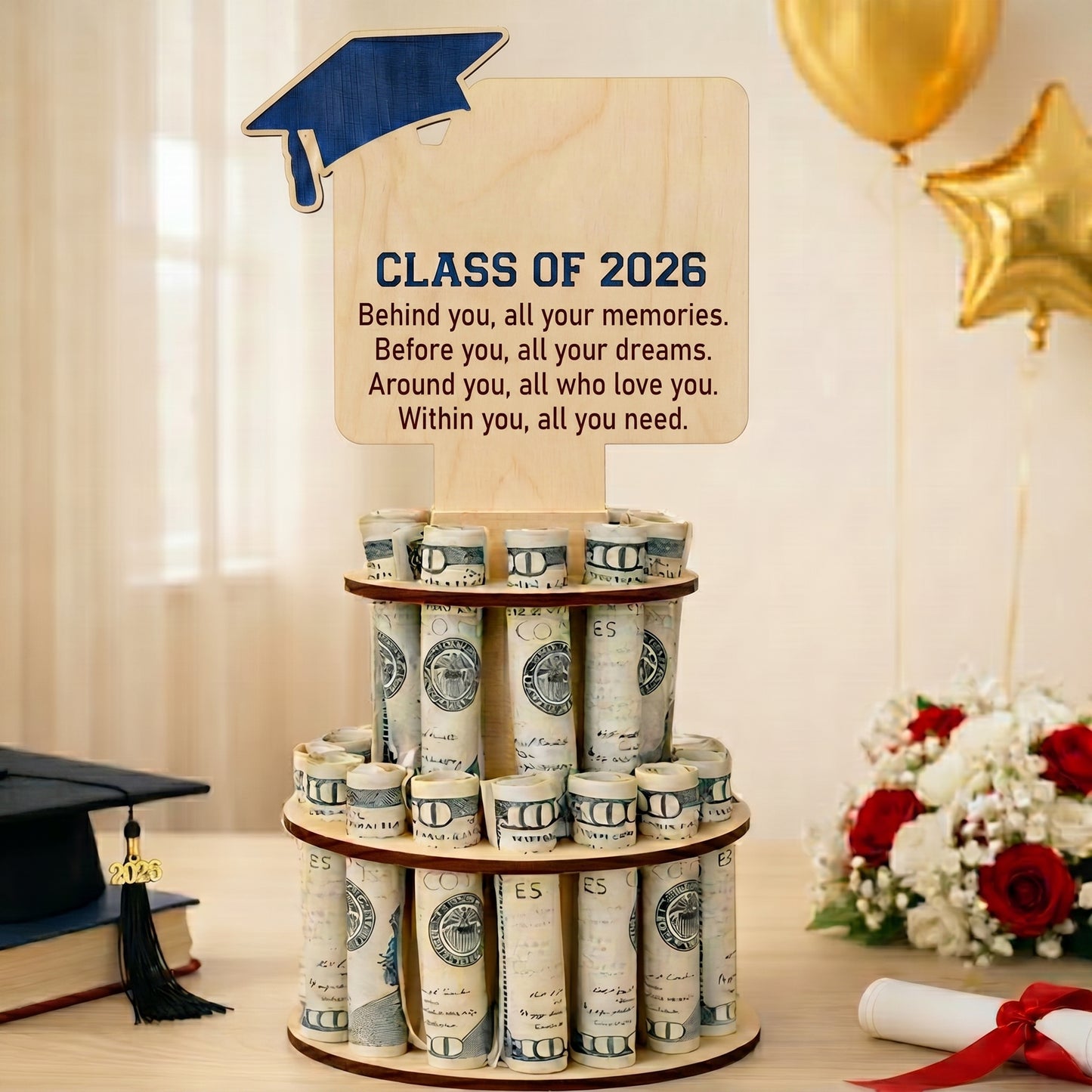 Personalized Graduation Money Cake Holder – Class of 2026