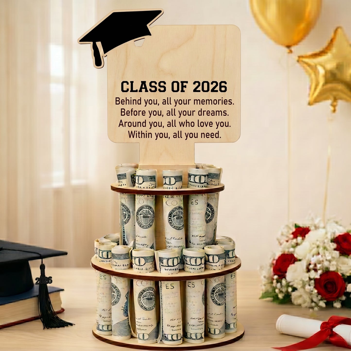 Personalized Graduation Money Cake Holder – Class of 2026