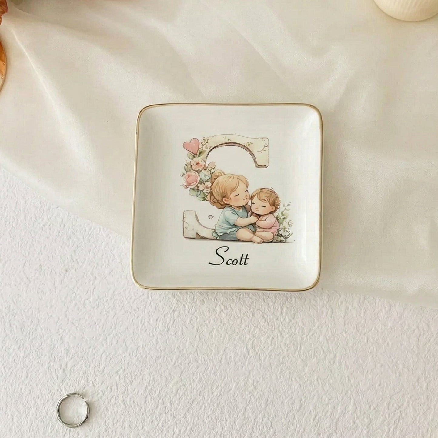 💖 Personalized Initial Jewelry Dish Gifts For Mom | Grandma | Gifts For Nana | Grandparents Gifts | Gift For Grandmother