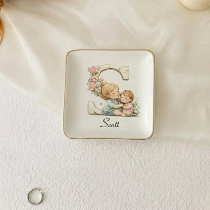 💖 Personalized Initial Jewelry Dish Gifts For Mom | Grandma | Gifts For Nana | Grandparents Gifts | Gift For Grandmother