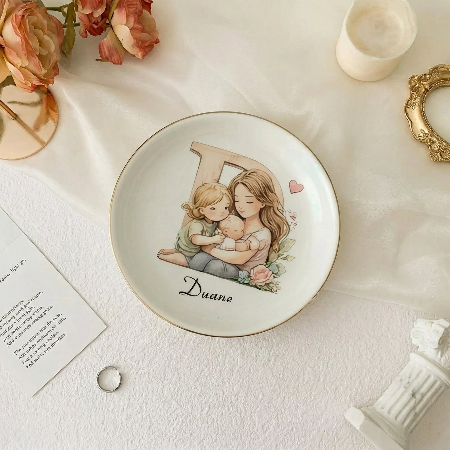 💖 Personalized Initial Jewelry Dish Gifts For Mom | Grandma | Gifts For Nana | Grandparents Gifts | Gift For Grandmother