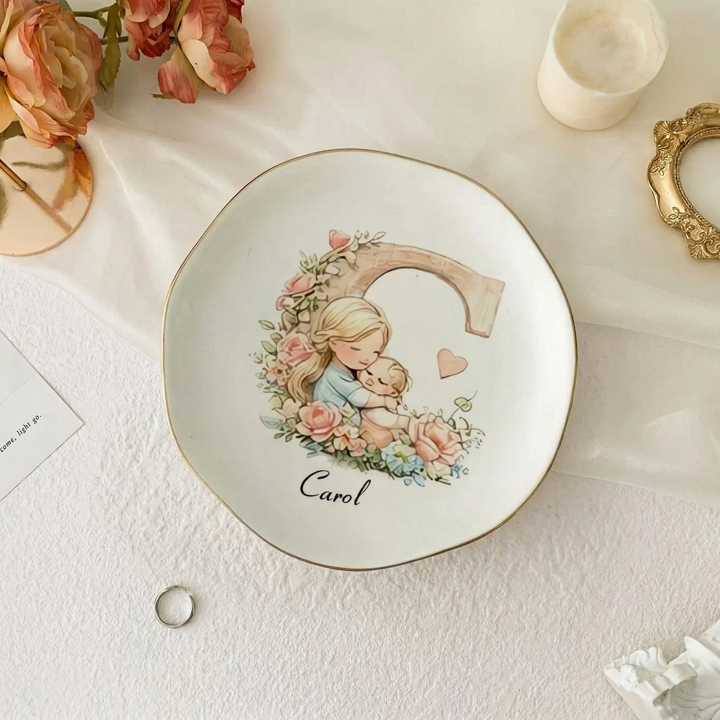 💖 Personalized Initial Jewelry Dish Gifts For Mom | Grandma | Gifts For Nana | Grandparents Gifts | Gift For Grandmother