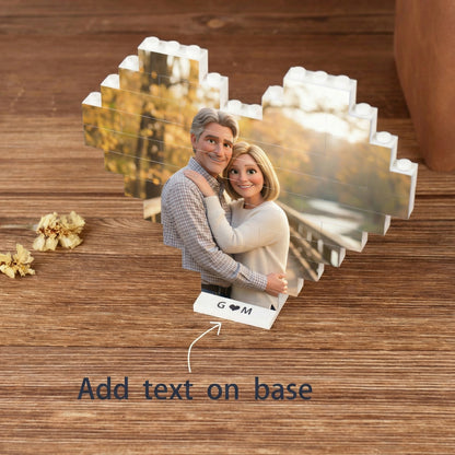 Pixar-Style Custom Heart Photo Building Blocks with Stand - Gift For Family, Couple, Wife, Husband, Boyfriend, Girlfriend, Pet