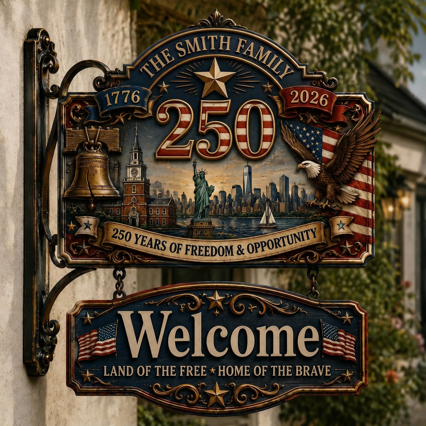 Personalized USA 250th Anniversary Welcome Sign