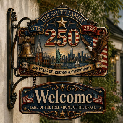 Personalized USA 250th Anniversary Welcome Sign