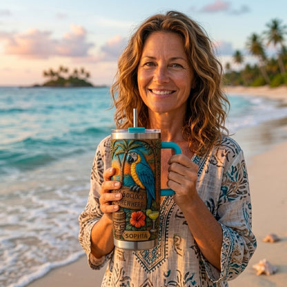 🌴 Personalized "It's 5 O'Clock Somewhere" Parrot Tumbler – Your Island Escape, In Hand 🌊🦜