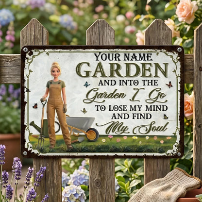 🌿 💖 Animation Style Personalized Gardening Sign - Personalized Classic Metal Signs - Best Gift For Yourself, Best Friends, Siblings, Gardening Lovers