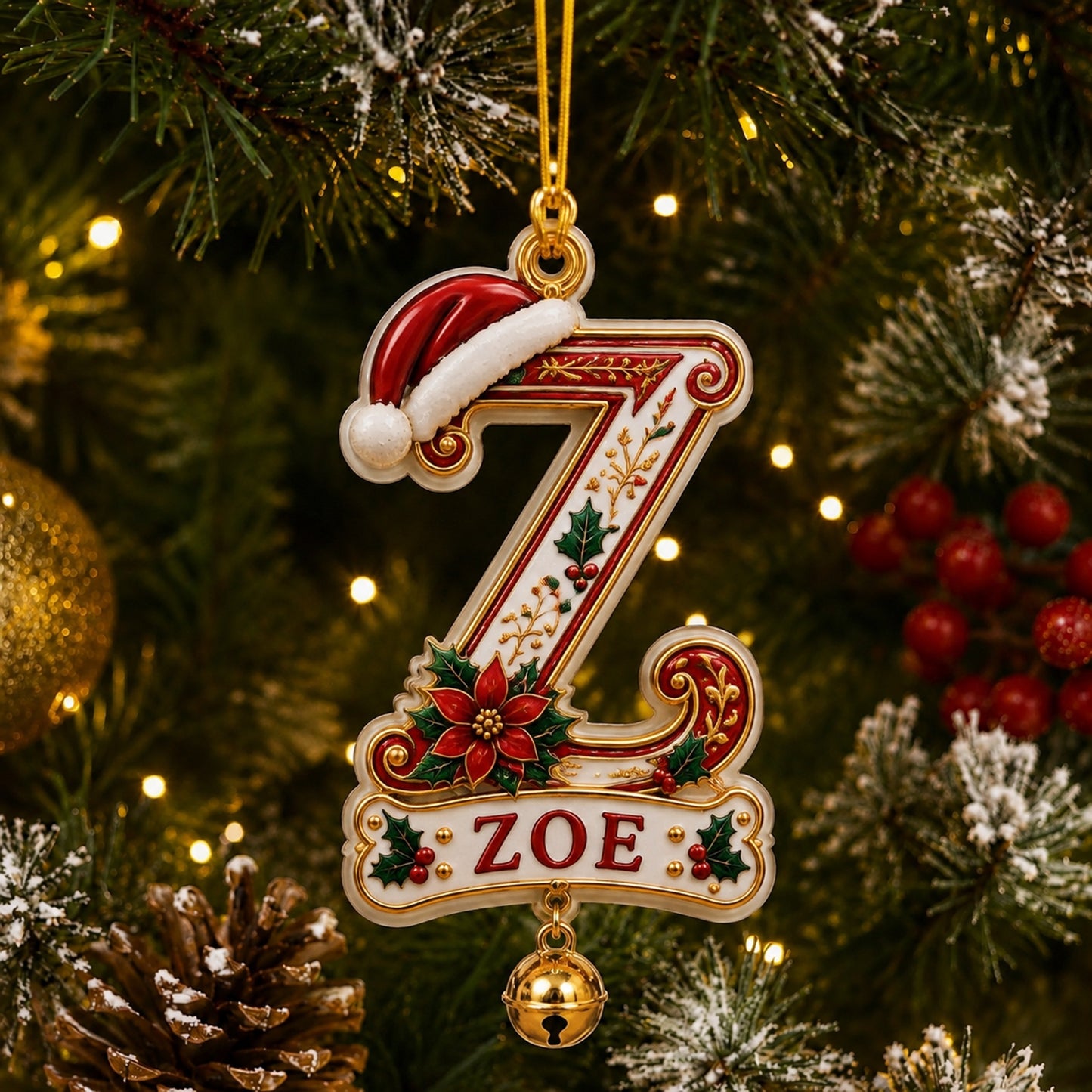 Personalized Christmas Initial Ornament – Custom Name & Family Keepsake