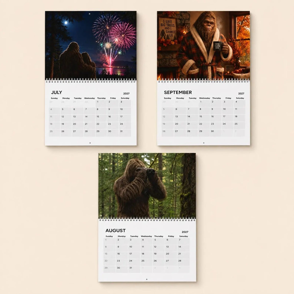 🦶 Bigfoot’s 2027 Wall Desk Calendar – Big Adventures. Good Vibes. Stay Wild.