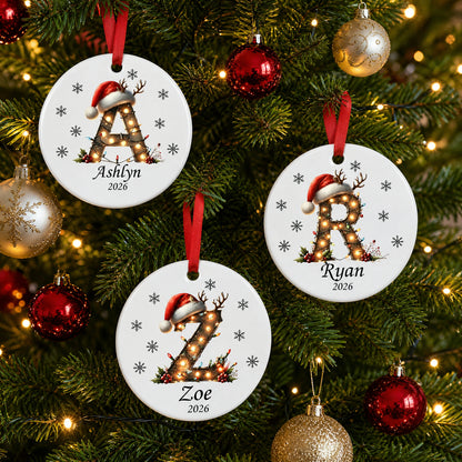 ✨💖 Christmas String Lights Personalized Initial Ornament 2026
