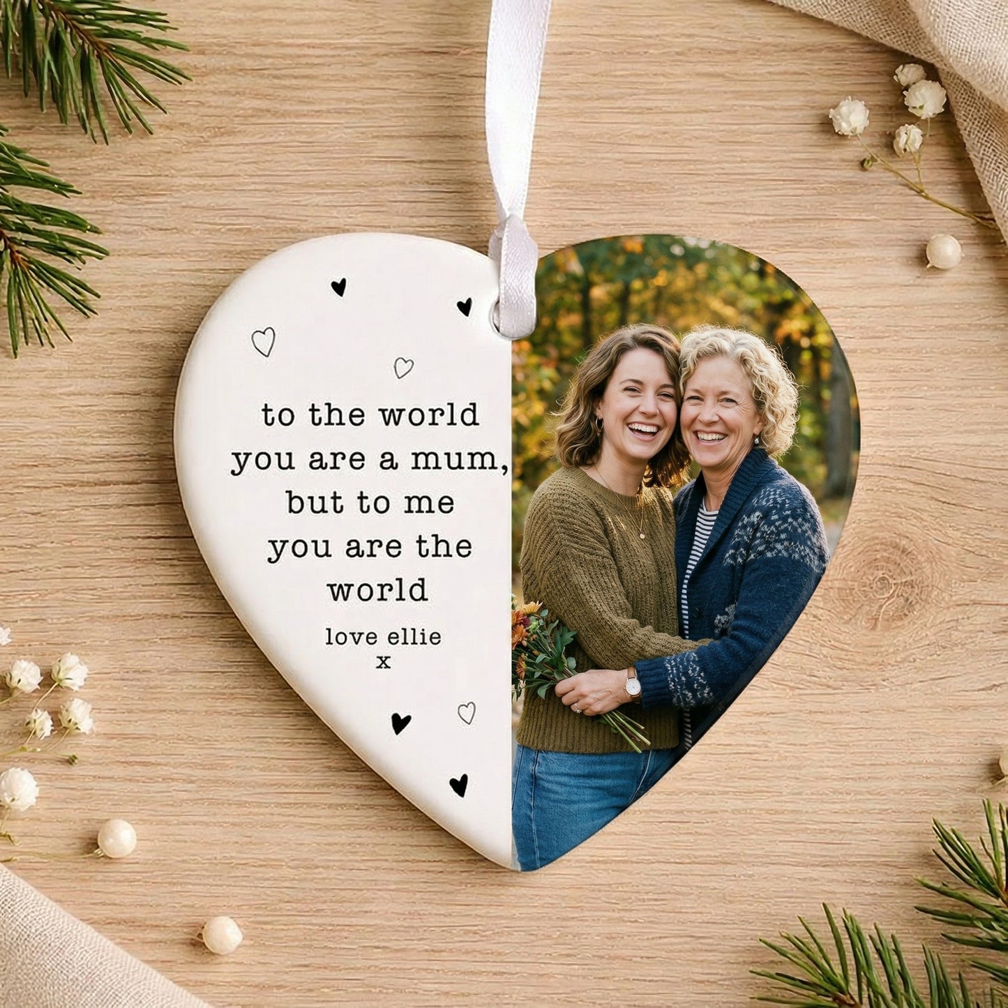 ❤️ Personalised Mum Photo Keepsake – Ceramic Hanging Heart