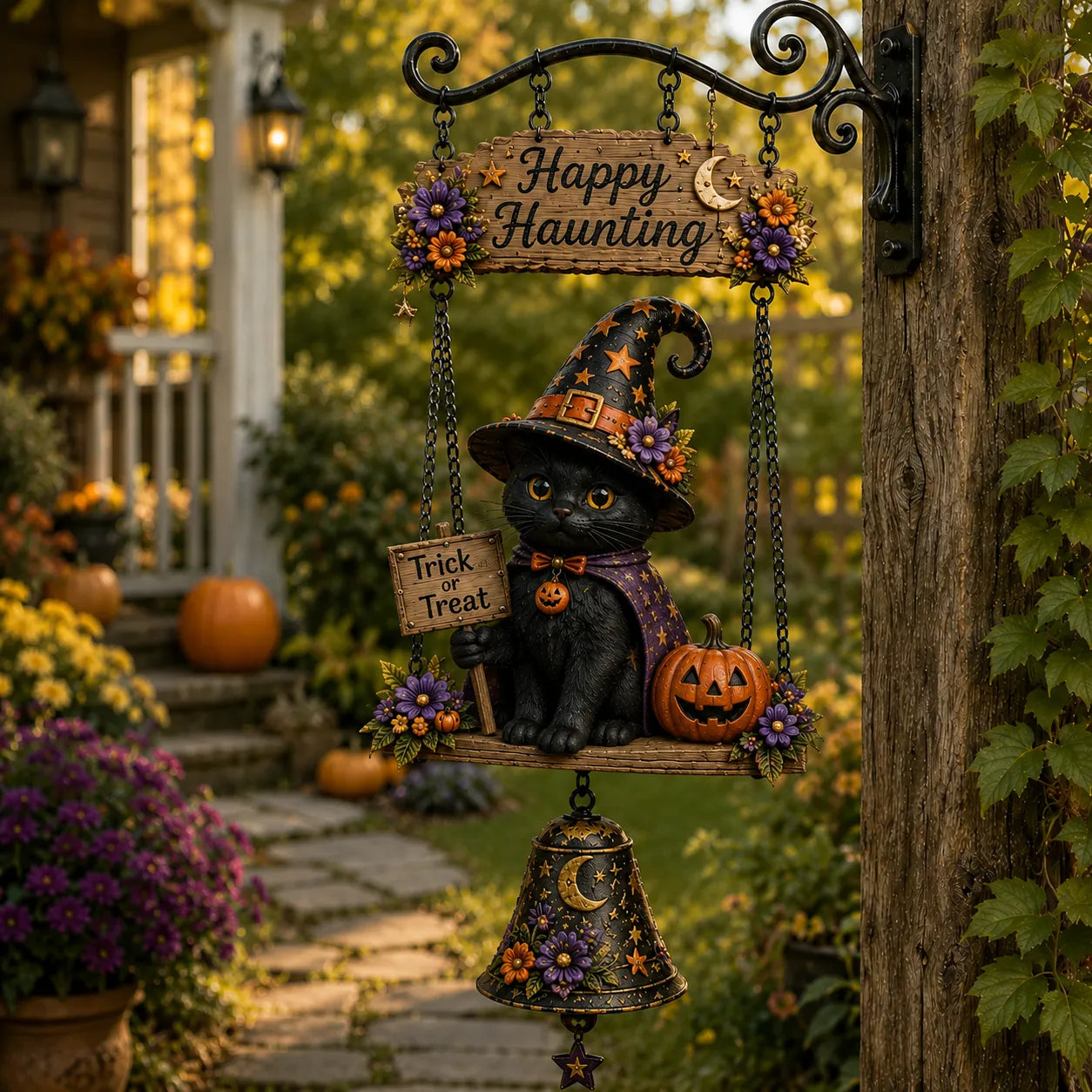🔔Halloween Hanging Welcome Sign With Bell