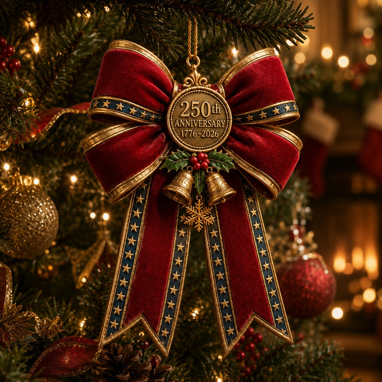 250th Anniversary Bow Christmas Tree Ornament