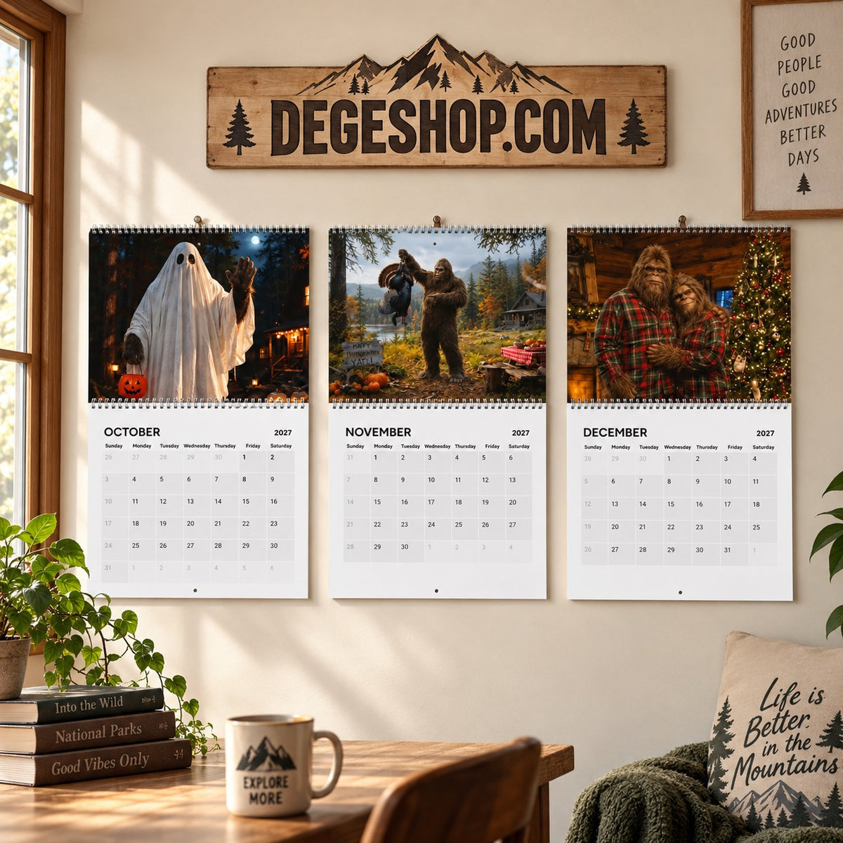 🦶 Bigfoot’s 2027 Wall Desk Calendar – Big Adventures. Good Vibes. Stay Wild.