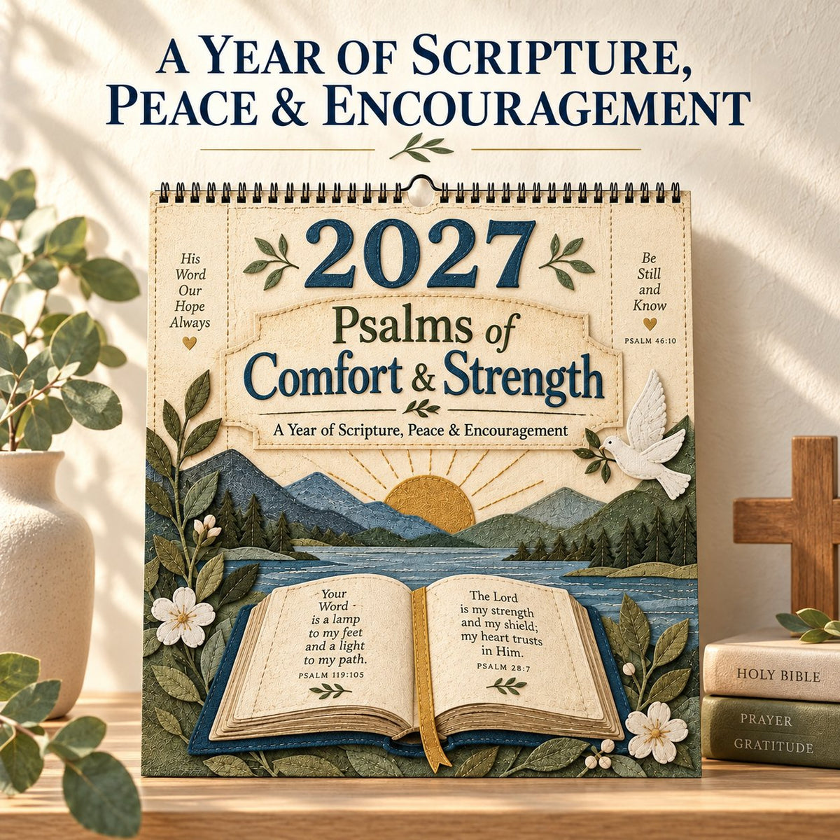 2027 Psalms of Comfort Strength Wall Calendar –  Year of Scripture, Peace & Encouragement