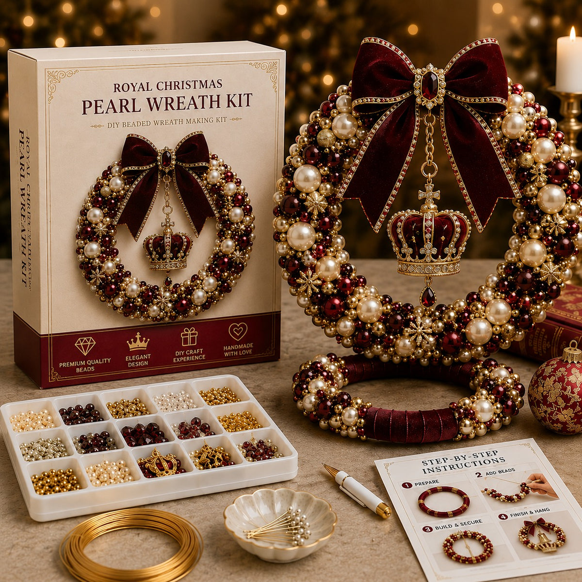 DIY Pearl Wreath Making Kit – Handmade Beaded Holiday Decor