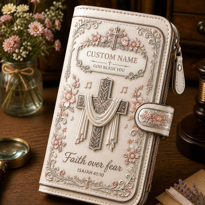Personalized Faith Over Fear Wallet-Custom Name Faith Organizer