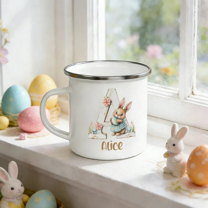 Personalized Bunny Initial Mug – Easter Edition，Easter Party Gift for Kids