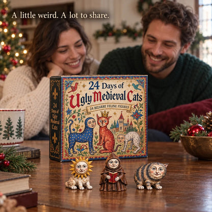 🐱 24 Days of Ugly Medieval Cats Advent Calendar – Bizarre Feline Blind Box Figures