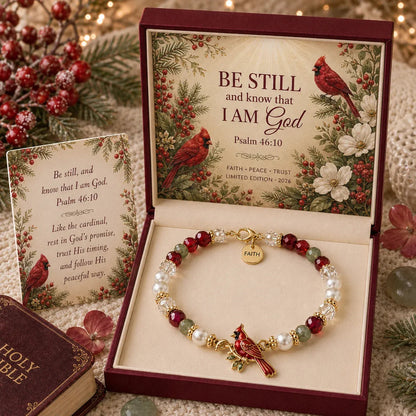 ✝️ Psalm 46:10 Faith Bracelet | Limited Edition 2026 Christian Jewelry with 7 Meaningful Nature Symbols, Gemstone-Style Beads & Scripture Gift Box