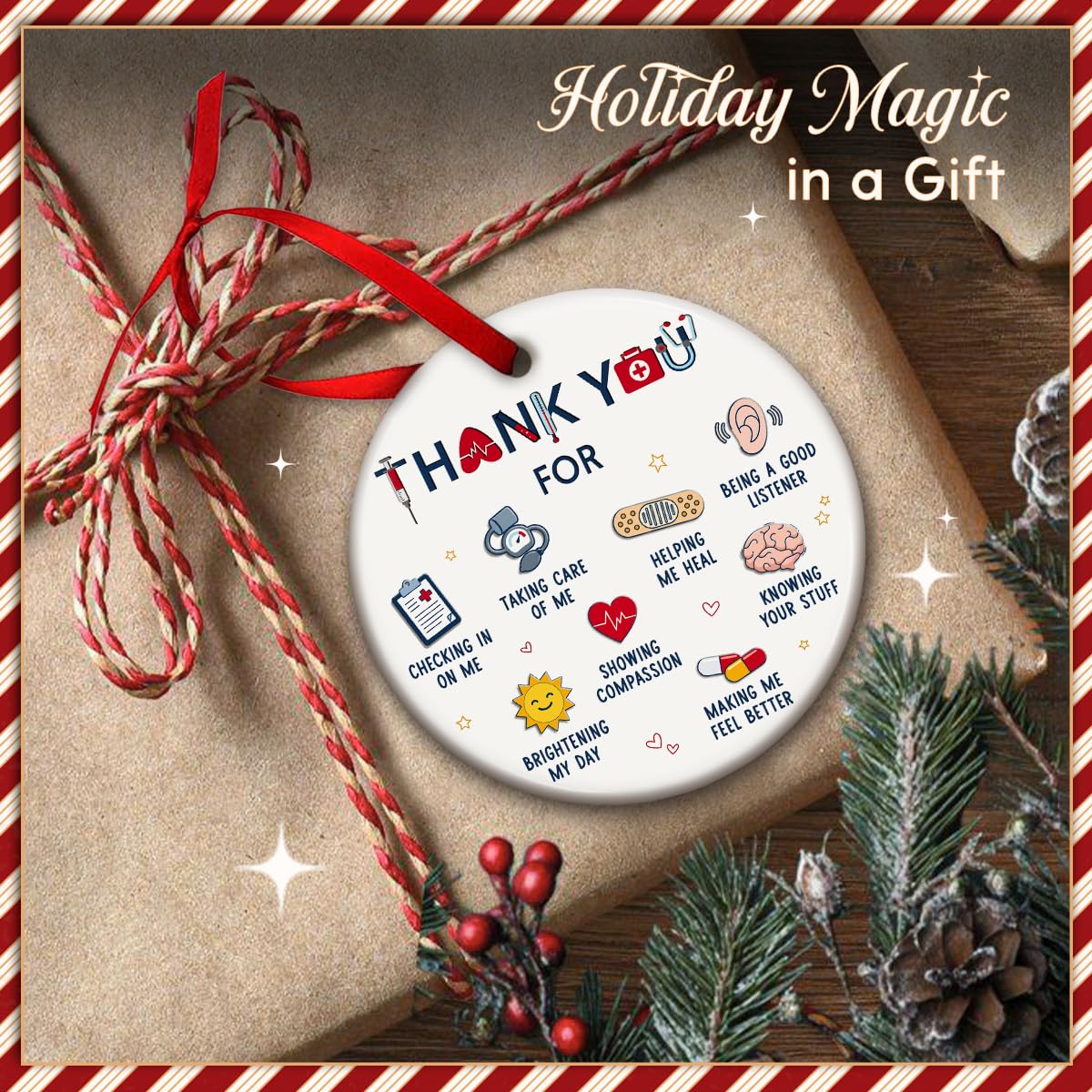 Thank You Healthcare Worker Ceramic Ornament – Appreciation Gift for Nurses Doctors Medical Staff